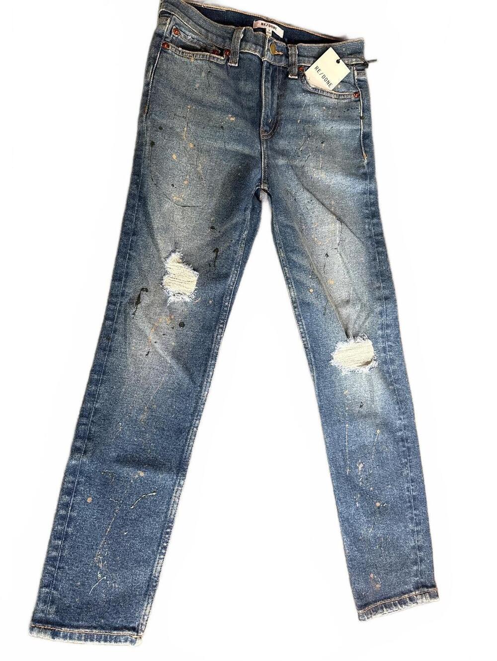 RE/DONE size 26 Distressed and Paint-Splattered Skinny Jeans Size 26